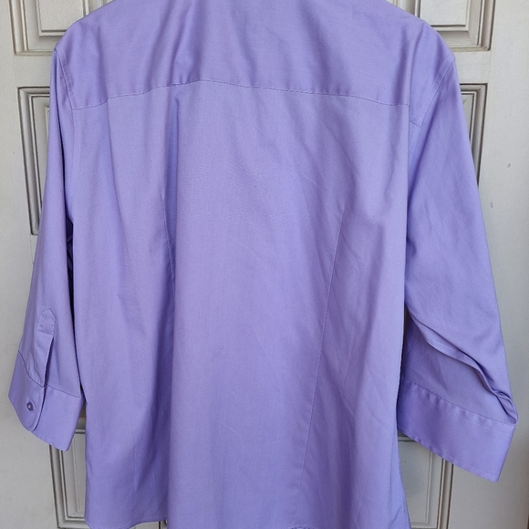 Lady Hathaway Buttondown Shirt Plus SzXXL/XXG Lavender Collar/Cuffs Cotton Blend - Picture 3 of 9